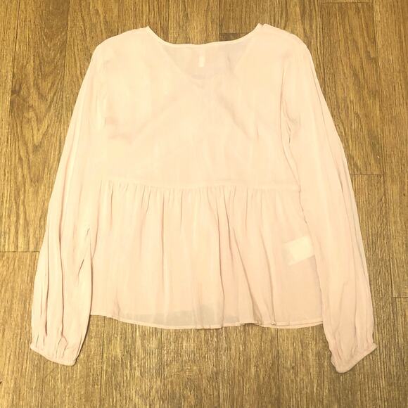 BCBGeneration Light Pink Lace-Up Ties Long Sleeve Peasant Blouse Size XS - Picture 6 of 9